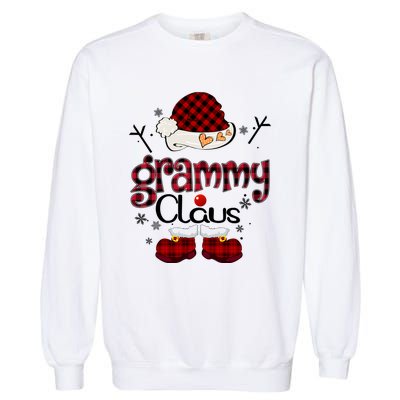 Grammy Claus Red Plaid Grandma Gift Garment-Dyed Sweatshirt