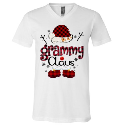 Grammy Claus Red Plaid Grandma Gift V-Neck T-Shirt