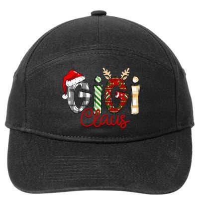 Gigi Claus Reindeer Christmas Idea for Grandma Nana Mimi 7-Panel Snapback Hat