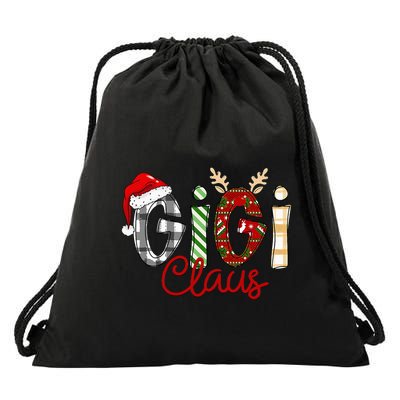 Gigi Claus Reindeer Christmas Idea for Grandma Nana Mimi Drawstring Bag
