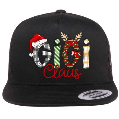 Gigi Claus Reindeer Christmas Idea for Grandma Nana Mimi Flat Bill Trucker Hat