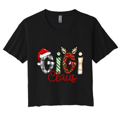 Gigi Claus Reindeer Christmas Idea for Grandma Nana Mimi Crop Top