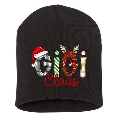 Gigi Claus Reindeer Christmas Idea for Grandma Nana Mimi Short Acrylic Beanie