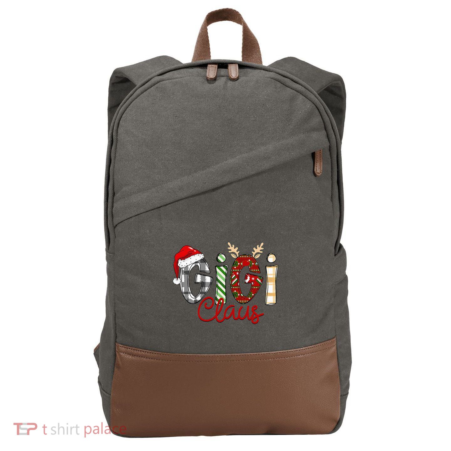 Gigi Claus Reindeer Christmas Idea for Grandma Nana Mimi Cotton Canvas Backpack