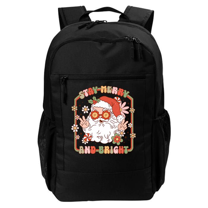 Groovy Christmas Retro Stay Merry And Bright Santa Claus Daily Commute Backpack