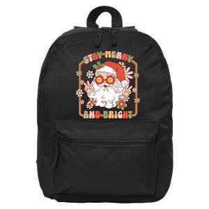 Groovy Christmas Retro Stay Merry And Bright Santa Claus 16 in Basic Backpack