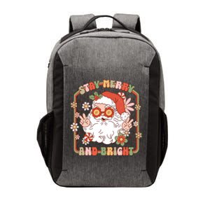 Groovy Christmas Retro Stay Merry And Bright Santa Claus Vector Backpack