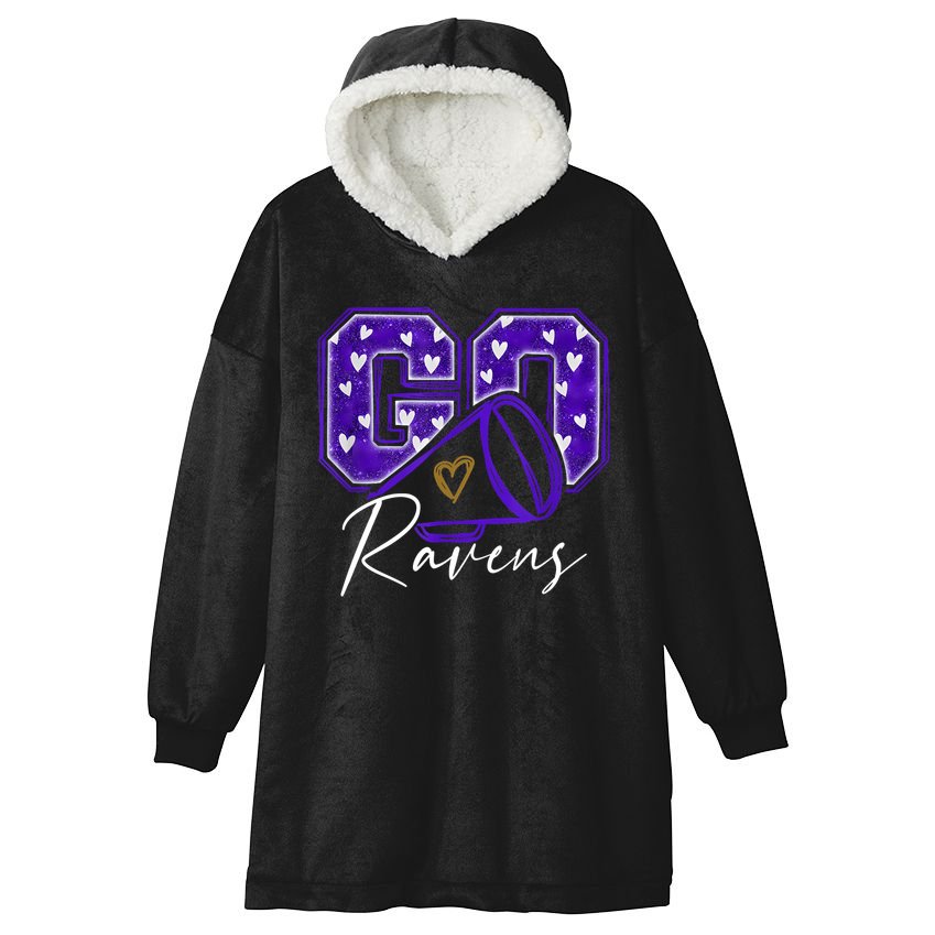Go Cheer Ravens Sprots Fan Team Hooded Wearable Blanket