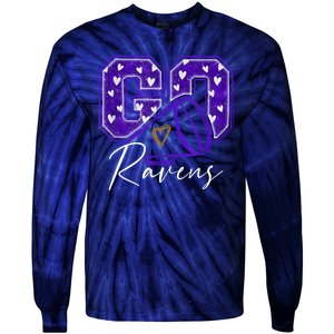 Go Cheer Ravens Sprots Fan Team Tie-Dye Long Sleeve Shirt