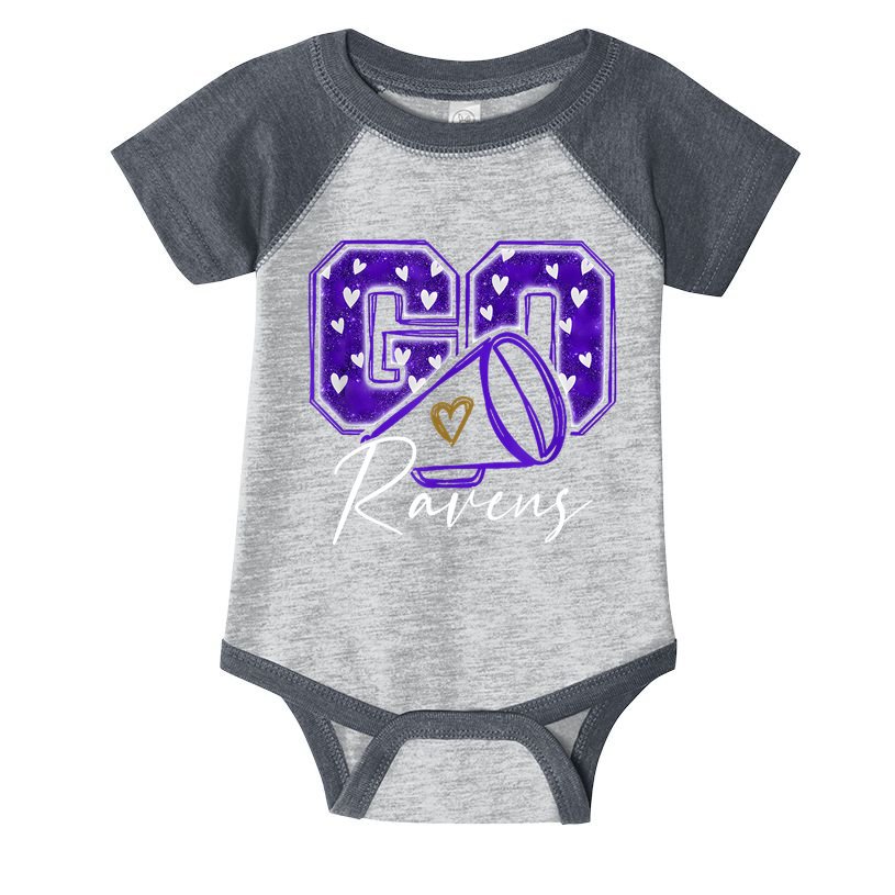 Go Cheer Ravens Sprots Fan Team Infant Baby Jersey Bodysuit