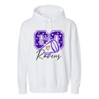 Go Cheer Ravens Sprots Fan Team Garment-Dyed Fleece Hoodie
