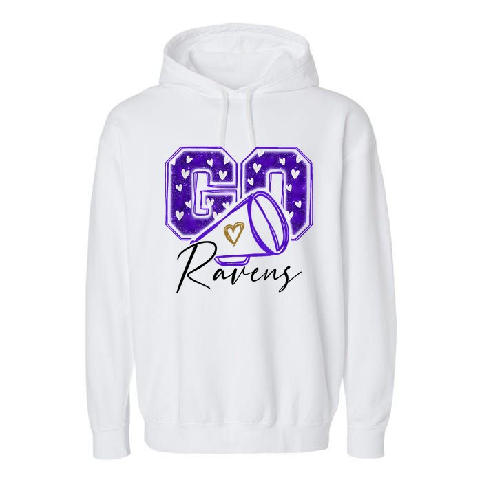 Go Cheer Ravens Sprots Fan Team Garment-Dyed Fleece Hoodie
