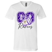 Go Cheer Ravens Sprots Fan Team V-Neck T-Shirt