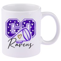 Go Cheer Ravens Sprots Fan Team 11oz C Handle Ceramic Mug