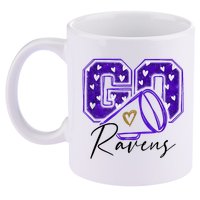 Go Cheer Ravens Sprots Fan Team 11oz C Handle Ceramic Mug