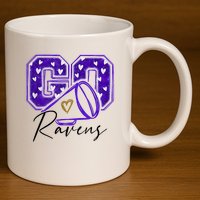 Go Cheer Ravens Sprots Fan Team 11oz C Handle Ceramic Mug