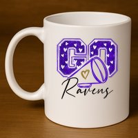 Go Cheer Ravens Sprots Fan Team 11oz C Handle Ceramic Mug