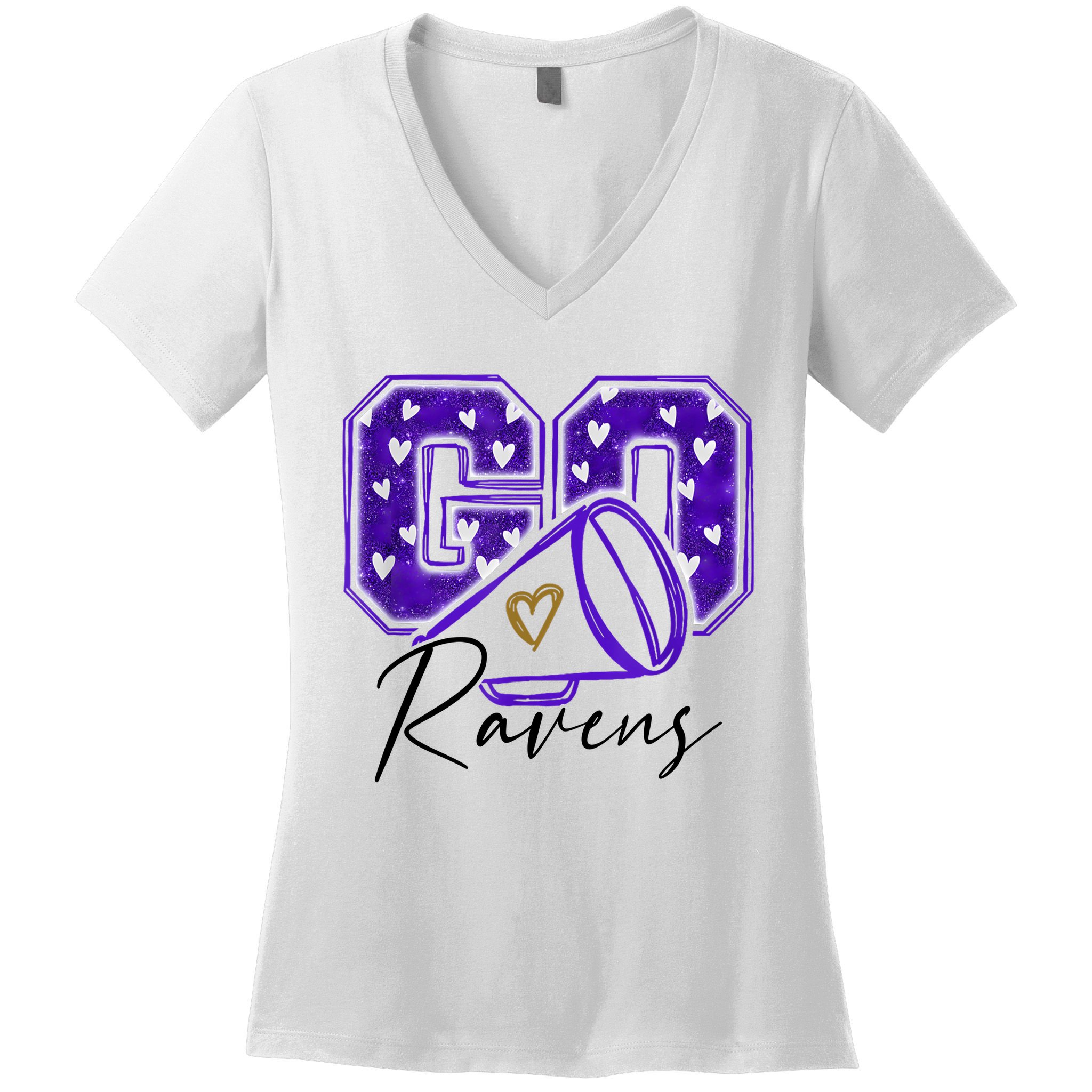 Go Cheer Ravens Sprots Fan Team Women's V-Neck T-Shirt