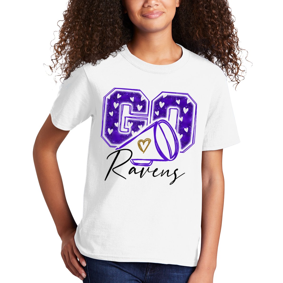 Go Cheer Ravens Sprots Fan Team Kids T-Shirt