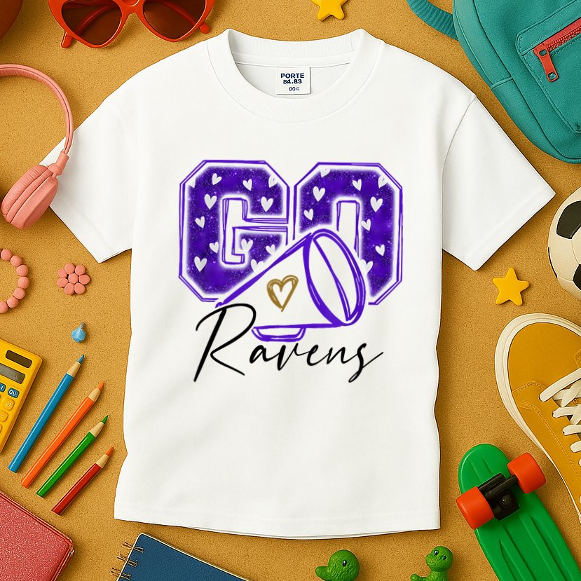 Go Cheer Ravens Sprots Fan Team Kids T-Shirt