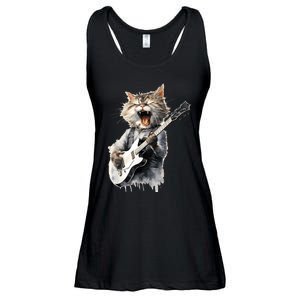 Guitar Cat Rock Cat Playing Guitar Ladies Essential Flowy Tank