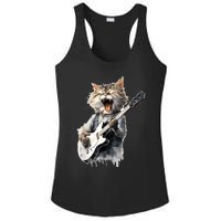 Guitar Cat Rock Cat Playing Guitar Ladies PosiCharge Competitor Racerback Tank