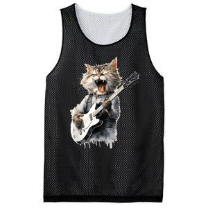 Guitar Cat Rock Cat Playing Guitar Mesh Reversible Basketball Jersey Tank