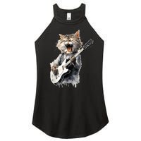 Guitar Cat Rock Cat Playing Guitar Women's Perfect Tri Rocker Tank