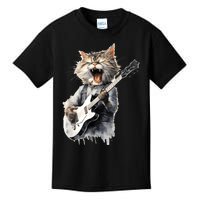 Guitar Cat Rock Cat Playing Guitar Kids T-Shirt