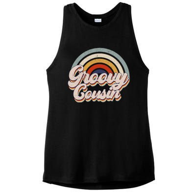 Gnoovy Cousin Retro Birthday Family 1st Birthday Gifts Ladies PosiCharge Tri-Blend Wicking Tank