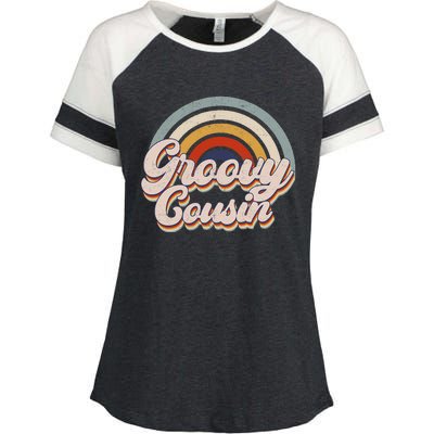 Gnoovy Cousin Retro Birthday Family 1st Birthday Gifts Enza Ladies Jersey Colorblock Tee