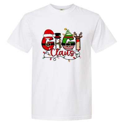 Gigi Claus Reindeer Santa Plaid Christmas Nana Mimi Mama Gift Garment-Dyed Heavyweight T-Shirt