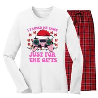 Gamer Christmas Red Hat Gaming Xmas Video Games B.O.Y.S Christmas Pj Women's Long Sleeve Flannel Pajama Set 