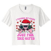 Gamer Christmas Red Hat Gaming Xmas Video Games B.O.Y.S Christmas Pj Women's Crop Top Tee