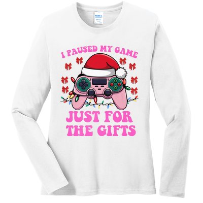 Gamer Christmas Red Hat Gaming Xmas Video Games B.O.Y.S Christmas Pj Ladies Long Sleeve Shirt