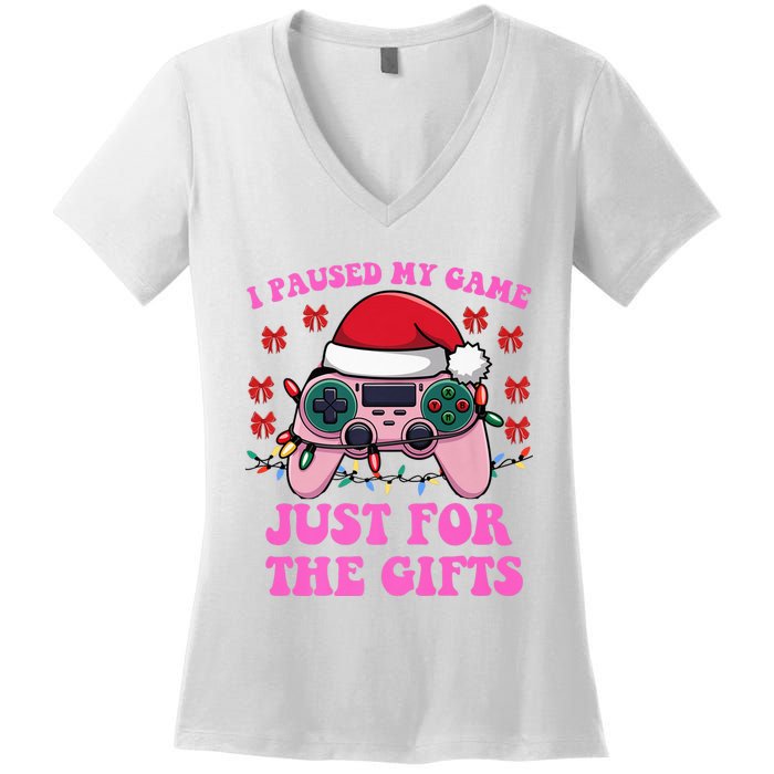 Gamer Christmas Red Hat Gaming Xmas Video Games B.O.Y.S Christmas Pj Women's V-Neck T-Shirt