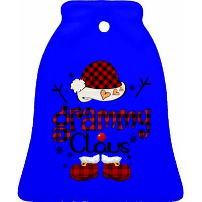 Grammy Claus Red Plaid Grandma Gift Funny Gift Ceramic Bell Ornament