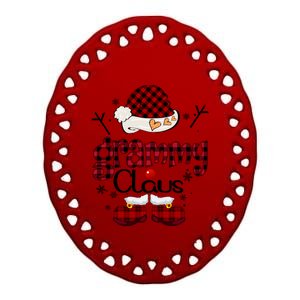 Grammy Claus Red Plaid Grandma Gift Funny Gift Ceramic Oval Ornament