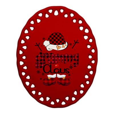 Grammy Claus Red Plaid Grandma Gift Funny Gift Ceramic Oval Ornament