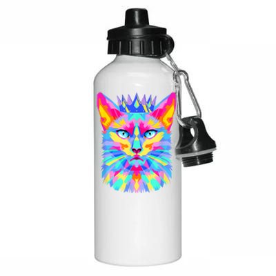 Graphic Cat Retro For Cat Lovers, Cat Mother Funny Cat Crown Aluminum Water Bottle