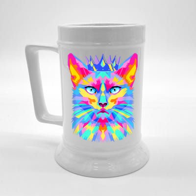 Graphic Cat Retro For Cat Lovers, Cat Mother Funny Cat Crown Beer Stein