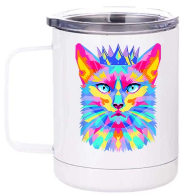 Graphic Cat Retro For Cat Lovers, Cat Mother Funny Cat Crown 12 oz Stainless Steel Tumbler Cup