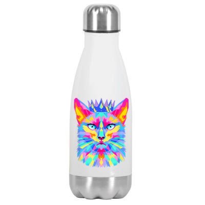 Graphic Cat Retro For Cat Lovers, Cat Mother Funny Cat Crown Stainless Steel Insulated Water Bottle