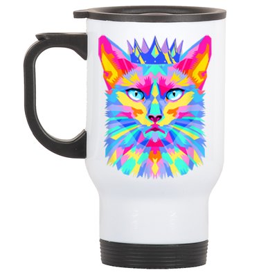 Graphic Cat Retro For Cat Lovers, Cat Mother Funny Cat Crown Stainless Steel Travel Mug