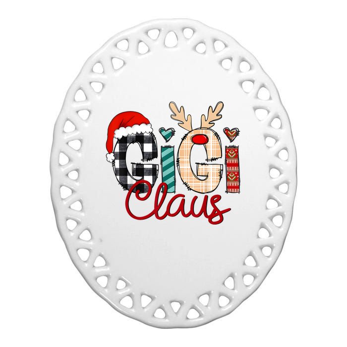 Gigi Claus Reindeer Christmas Ceramic Oval Ornament