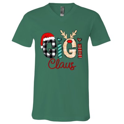 Gigi Claus Reindeer Christmas V-Neck T-Shirt