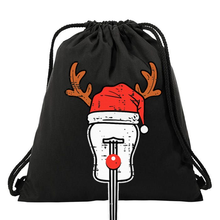 Guitar Christmas Reindeer Music Instrument Band Rock Drawstring Bag