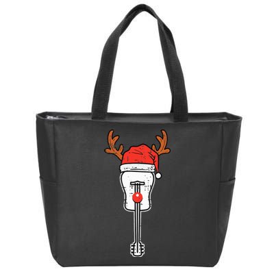 Guitar Christmas Reindeer Music Instrument Band Rock Zip Tote Bag