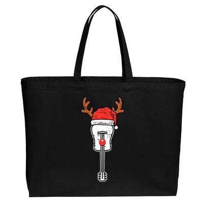 Guitar Christmas Reindeer Music Instrument Band Rock Cotton Canvas Jumbo Tote