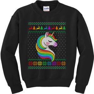 Gay Christmas Rainbow Unicorn Lover Lgbt Ugly Xmas Sweater Kids Sweatshirt